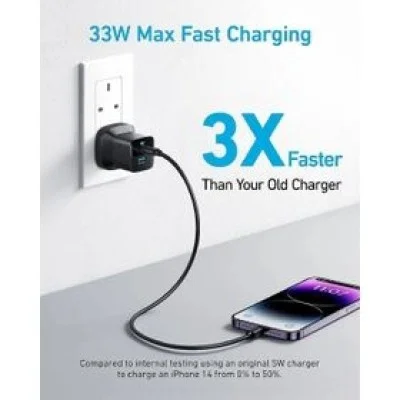 Anker 323 Charger With 322 Usb-C To Usb-C Cable (33W , 3Ft) -Black